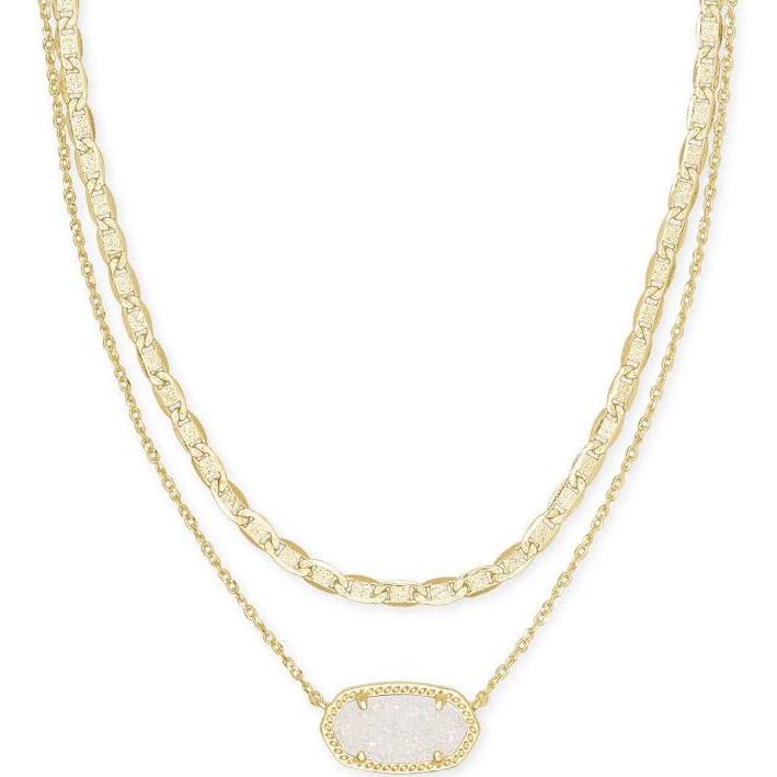 Elisa Gold Multi Strand Necklace In Iridescent Drusy