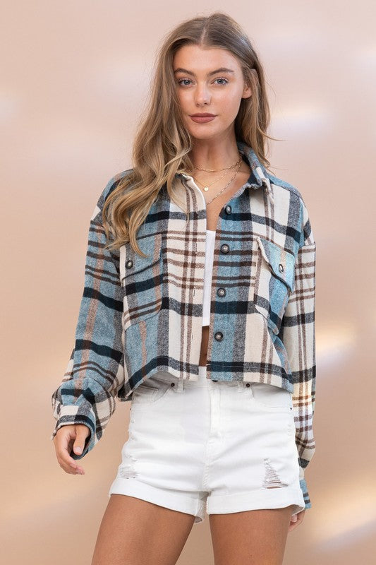 Evermore Plaid Cropped Shacket