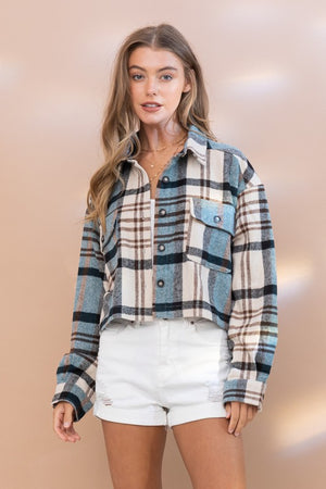 Evermore Plaid Cropped Shacket