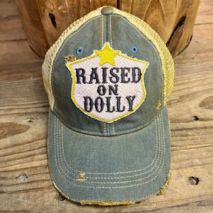 Raised on Dolly Denim Trucker Hat