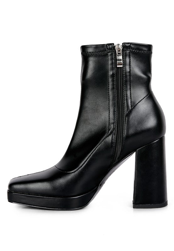 Madison Square Toe Chunk Heel Ankle Boots