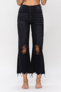 90's Vintage Crop Flare Jean in Black