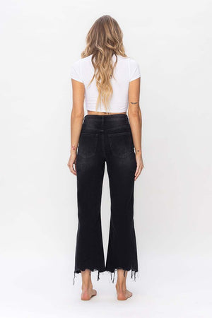90's Vintage Crop Flare Jean in Black