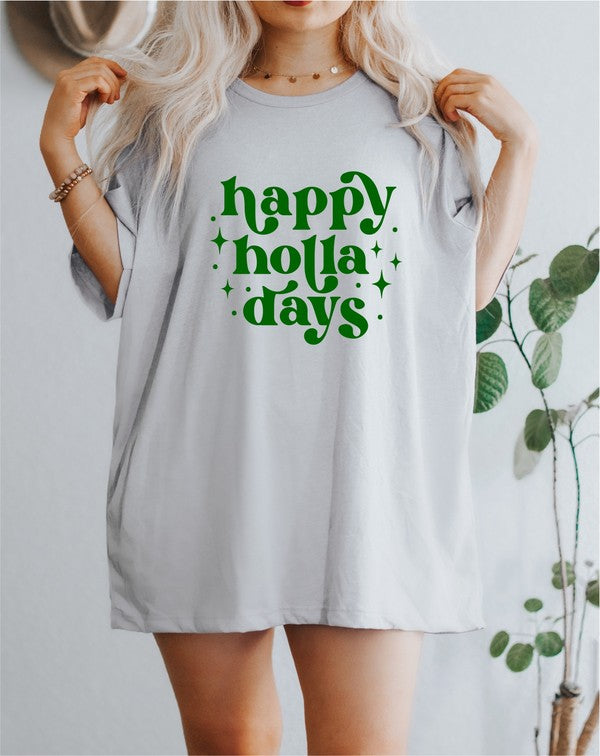 Happy Holla Days Graphic Short Sleeve Tee in Plus