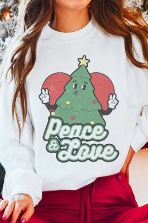 PEACE AND LOVE CHRISTMAS TREE Graphic Sweatshirt