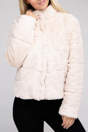 Fluffy Zip-Up Sweater Jacket