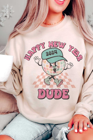 HAPPY NEW YEAR DUDE Graphic Sweatshirt