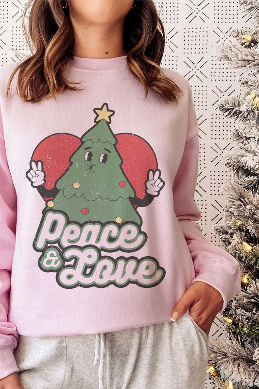 PEACE AND LOVE CHRISTMAS TREE Graphic Sweatshirt