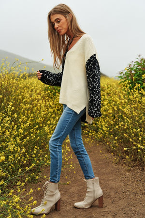 Leopard Oversized Half and Half Pullover Sweater