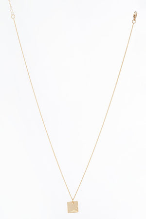 Twisted ring and square pendant necklace set - gol