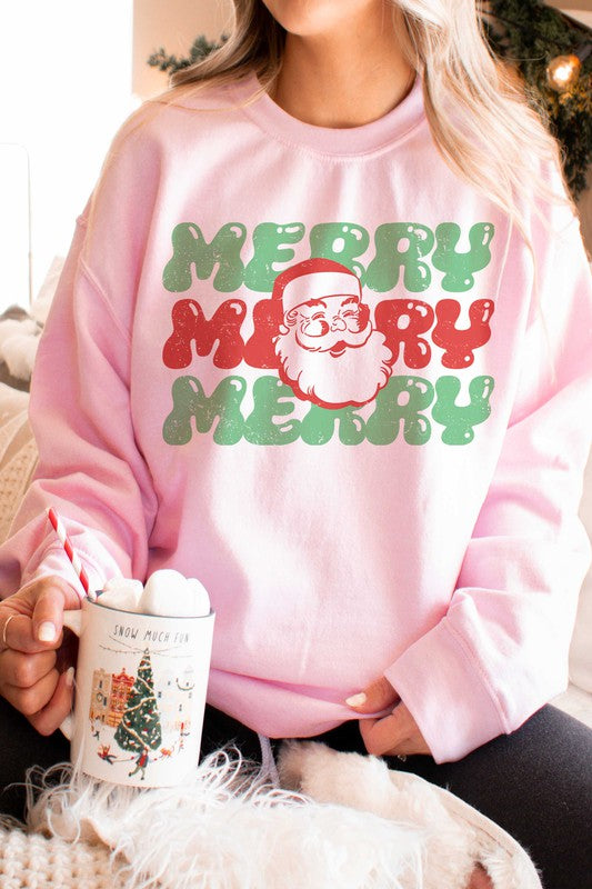 MERRY MERRY MERRY SANTA Graphic Sweatshirt