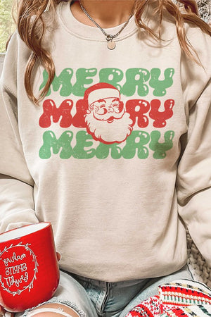 MERRY MERRY MERRY SANTA Graphic Sweatshirt