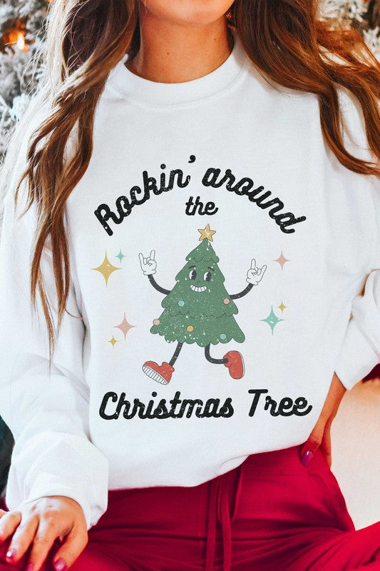 ROCKIN AROUND THE CHRISTMAS TREE Graphic Crewneck