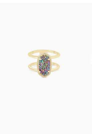 Elyse Gold Multicolor Drusy Ring