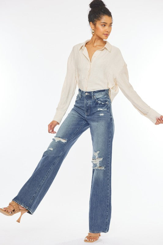 Ultra High Rise Distressed 90's Flare