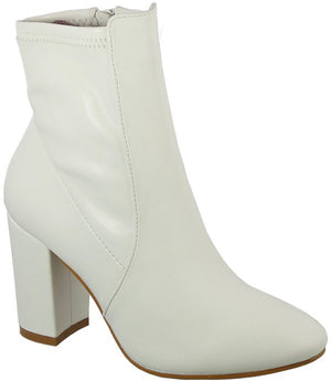 The Alison Faux Leather Chunky Heel Ankle Booties