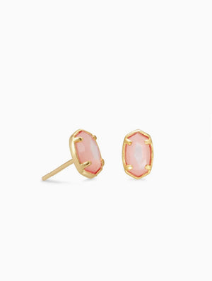 Emilie Gold Stud Earrings In Rose Mother Of Pearl