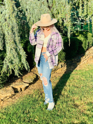 All the Fall Feels Shacket in Lavender