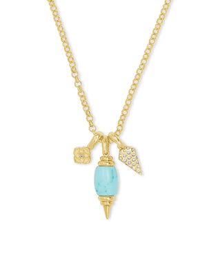 Demi Gold Charm Necklace In Light Blue Magnesite
