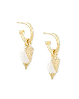 Demi Gold Huggie Earrings In White Baroque Pearl
